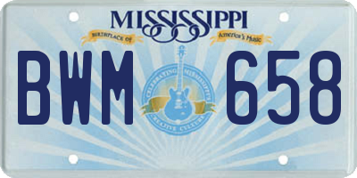 MS license plate BWM658