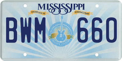 MS license plate BWM660
