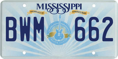 MS license plate BWM662