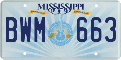 MS license plate BWM663