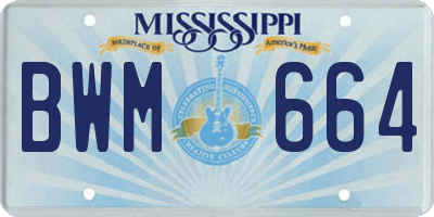 MS license plate BWM664