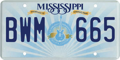 MS license plate BWM665