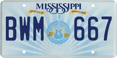 MS license plate BWM667