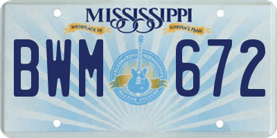 MS license plate BWM672