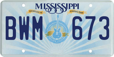 MS license plate BWM673