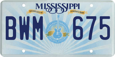 MS license plate BWM675