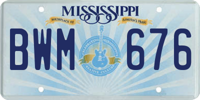 MS license plate BWM676