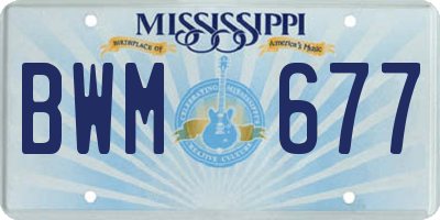 MS license plate BWM677