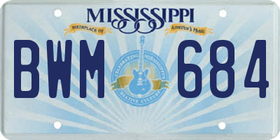 MS license plate BWM684