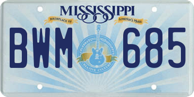 MS license plate BWM685