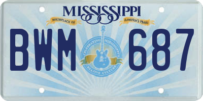 MS license plate BWM687