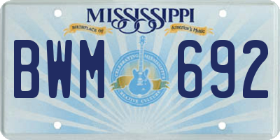 MS license plate BWM692