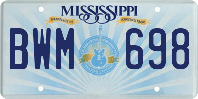 MS license plate BWM698