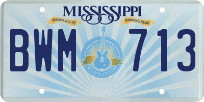 MS license plate BWM713