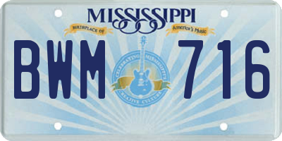 MS license plate BWM716