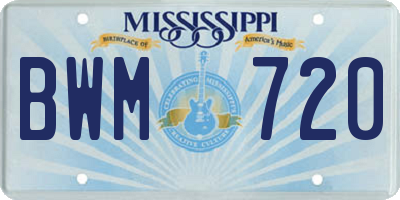 MS license plate BWM720