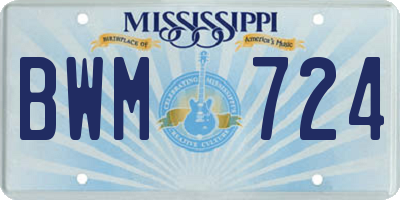 MS license plate BWM724