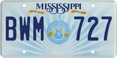 MS license plate BWM727