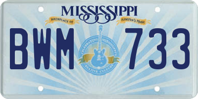 MS license plate BWM733