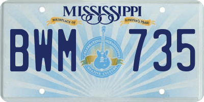MS license plate BWM735