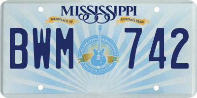 MS license plate BWM742