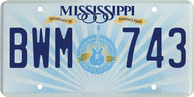 MS license plate BWM743