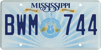 MS license plate BWM744
