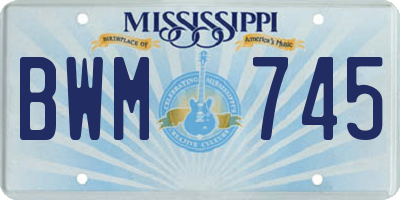 MS license plate BWM745