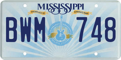 MS license plate BWM748