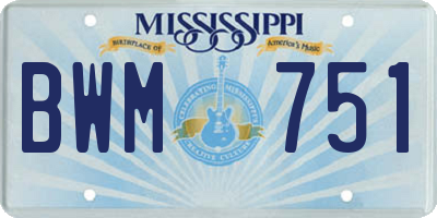 MS license plate BWM751