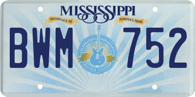 MS license plate BWM752