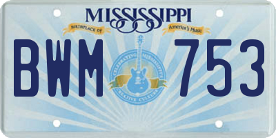 MS license plate BWM753