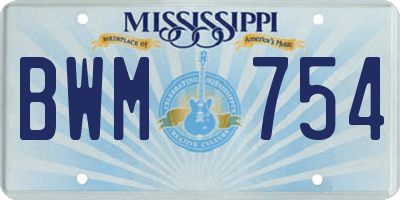 MS license plate BWM754
