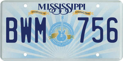 MS license plate BWM756
