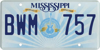 MS license plate BWM757