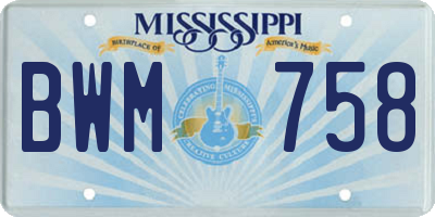 MS license plate BWM758