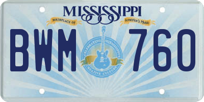 MS license plate BWM760