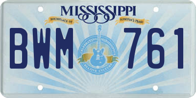 MS license plate BWM761