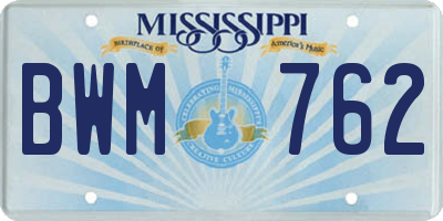 MS license plate BWM762