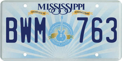 MS license plate BWM763