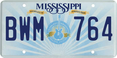 MS license plate BWM764