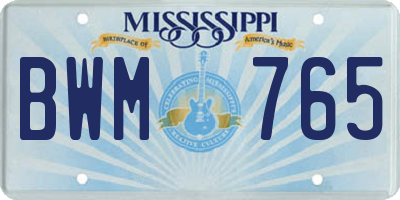 MS license plate BWM765