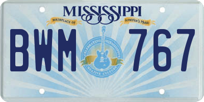 MS license plate BWM767