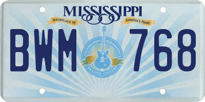 MS license plate BWM768