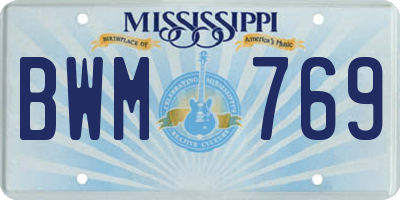 MS license plate BWM769