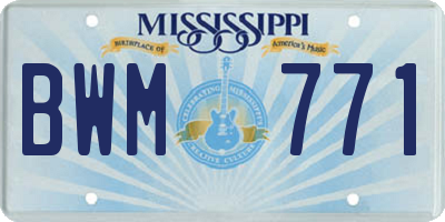 MS license plate BWM771