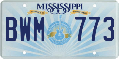 MS license plate BWM773