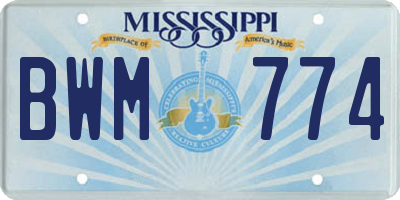 MS license plate BWM774