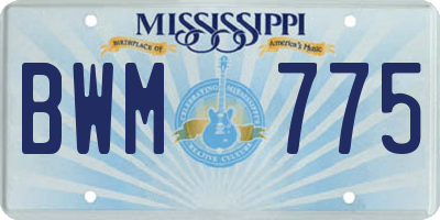 MS license plate BWM775
