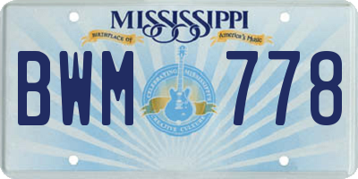 MS license plate BWM778